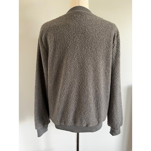 NWT MIROL Women's Sherpa Fleece Full Zip Fuzzy Grey Bomber Style Jacket Size M - Picture 5 of 11